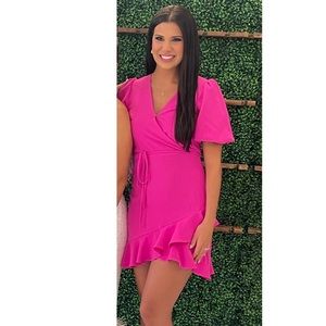 Pink asymmetrical ruffle dress